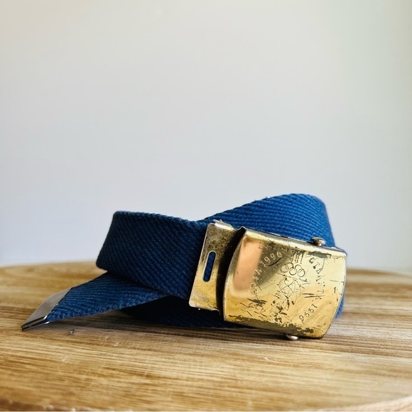Vintage 1996 Summer Olympics GA Blue Fabric Canvas Gold Buckle Belt - Picture 10 of 10